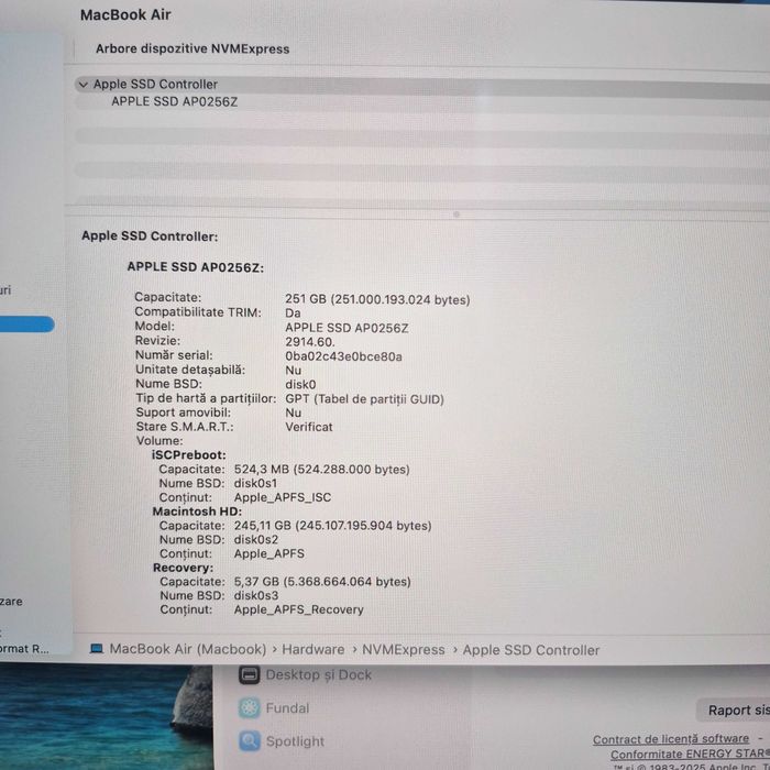 Laptop Apple MacBook Air 13" M4 16GB RAM 256GB Zeus Amanet Militari 35726