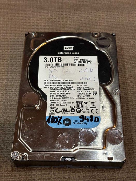 HDD Nas WD Red Pro 4TB și 2x WD Enterprise Se 3TB | Sănătate 100% HD Sentinel