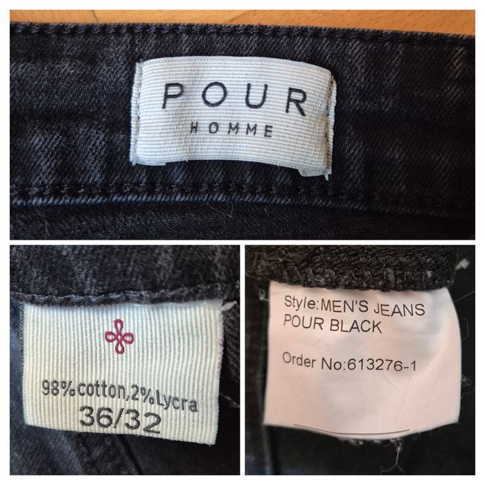 Blugi Premium Pour Homme, Denim Stretch, Negru, Bărbați - 36/32