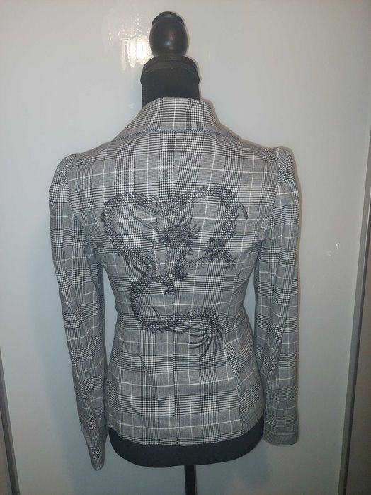 Sacou office dragon cu sclipici gri,umeri bufanti