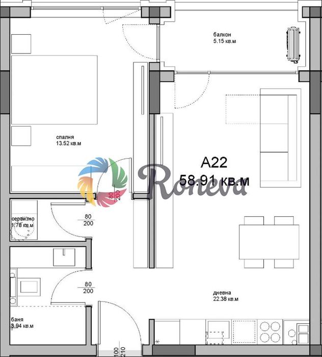 Двустаен апартамент кв. Аспарухово