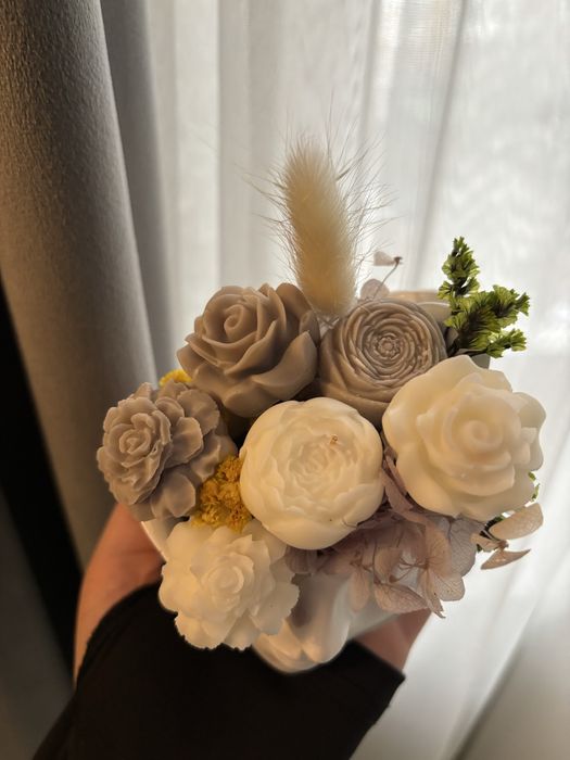 Кашпо из гипса с аромасвечами | на 8 марта