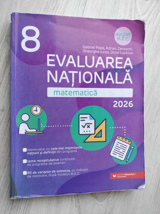 Culegeri pt Evaluarea Națională clasa a 8-a, matematica si lb romana, Edituri: Art Klett/ Booklet/ Paralela 45