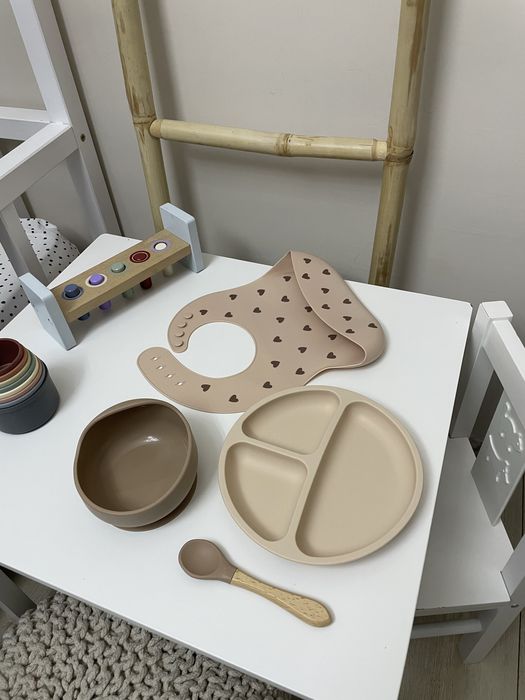 Силиконови прибори, подложка, чинийка за хранене