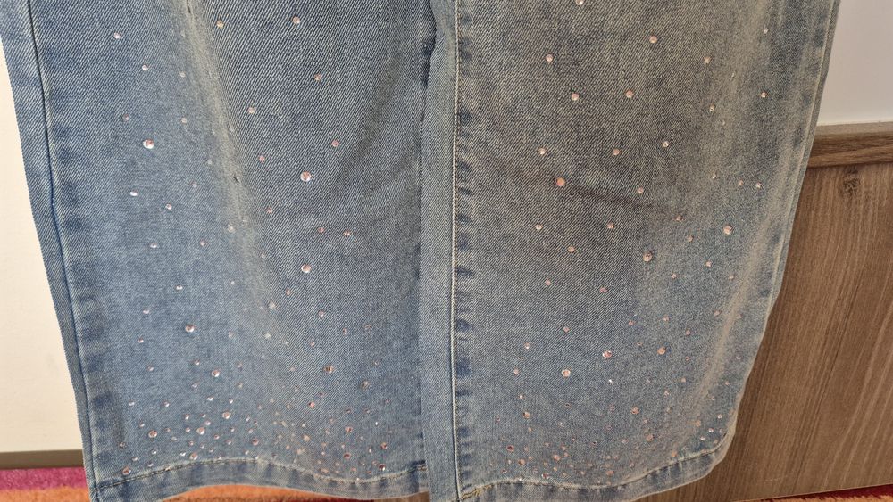Pantaloni denim fete, 160 cm