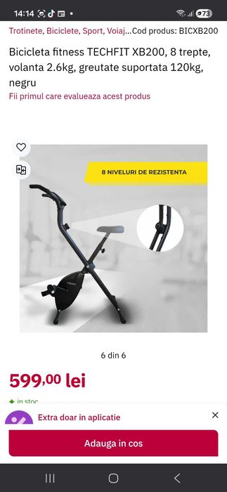 Bicicleta fitnes pliabila magnetica TECHFIT XB200