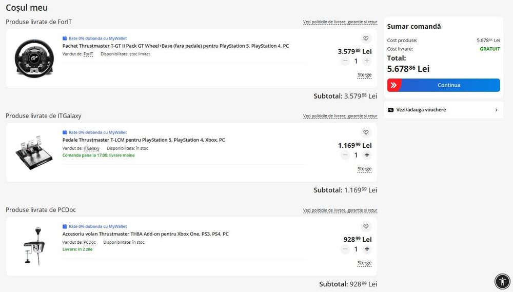 Thrustmaster  volan T-GT 2 pedale T-LCM schimbator TH8A