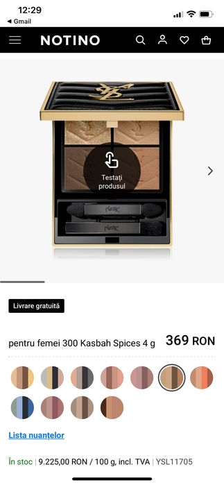 YSL Couture Mini Clutch
paletă cu farduri de ochi (doar testata)