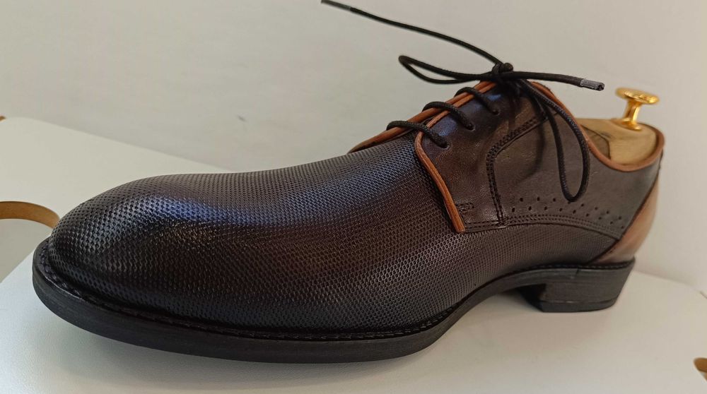 Pantofi derby 43 42 plain toe Oliver Jacob NOI piele naturala embosata