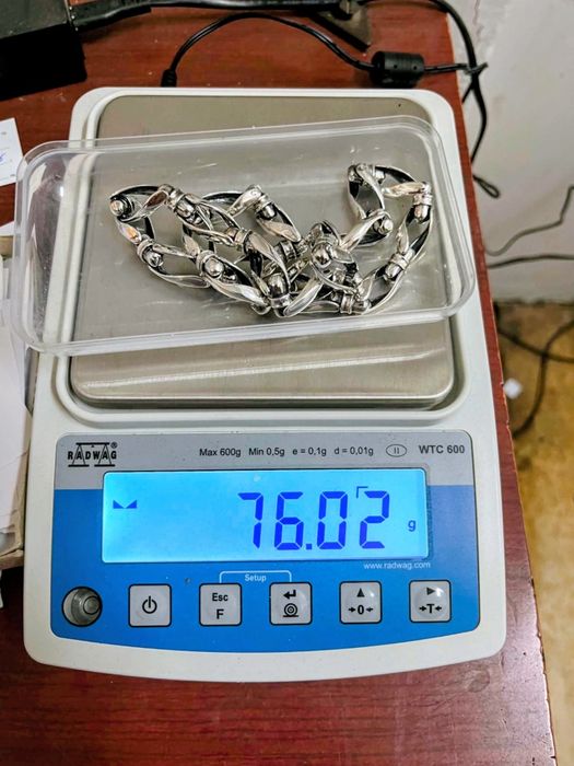 925 - Сребърен ланец 76гр - масивен и красива плетка, като НОВ