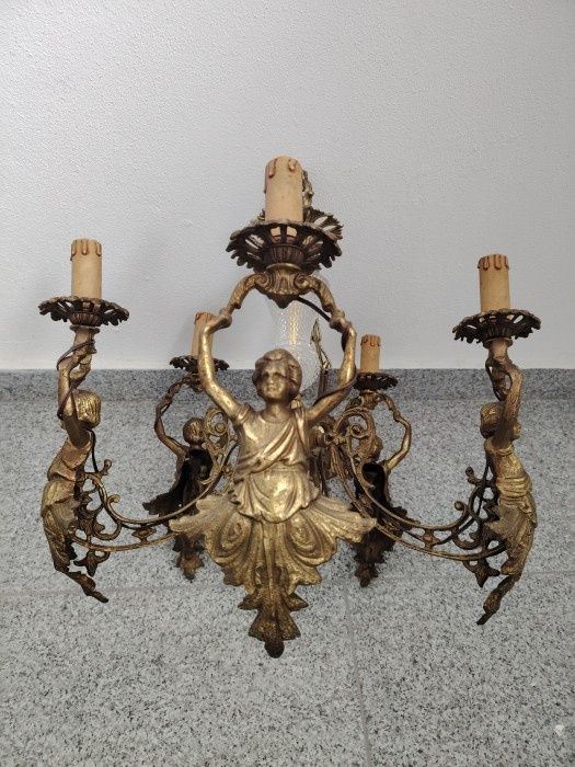 Superb candelabru din bronz masiv in stilul francez Empire cu 5 brațe