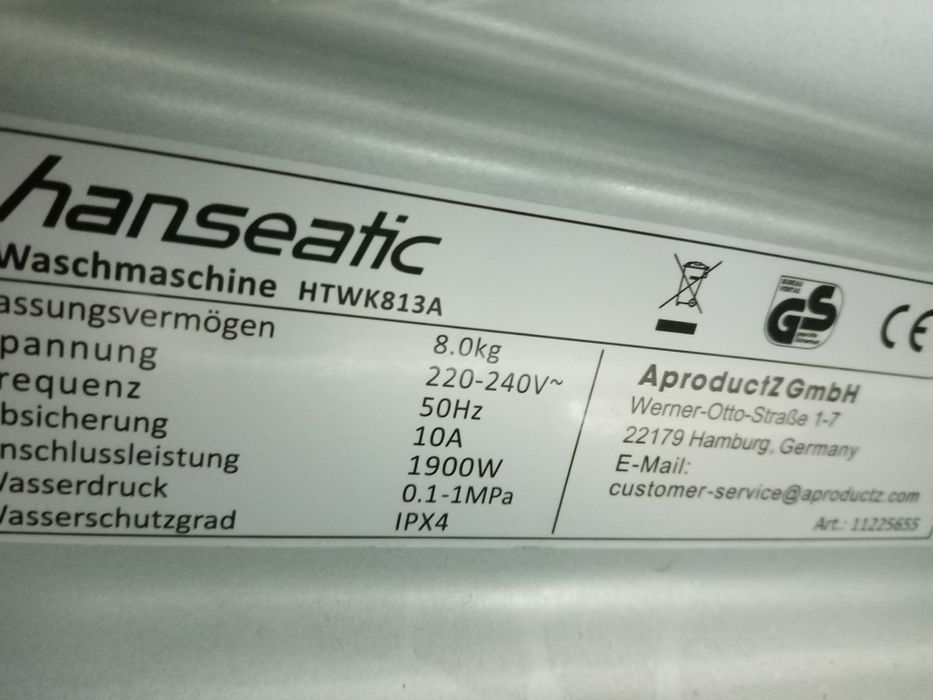 Mașina de spălat rufe Hanseatic 8 kg