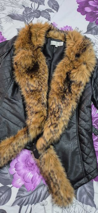 Зимно яке черно еко кожа еко пух. Ново, размер М Цена 150 лв.