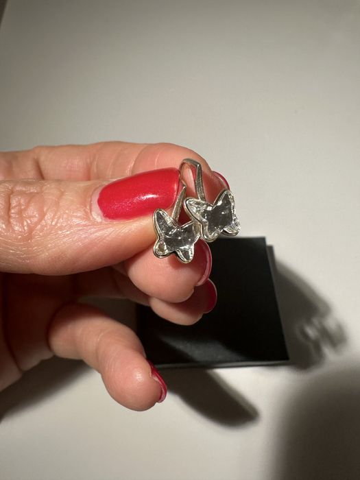 Нежни обеци сребро с форма на пеперуда и кристали Сваровски