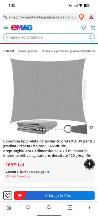Prelata parasolar camping