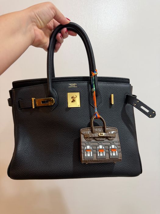 Geantă Hermès Birkin neagră – piele naturală, hardware auriu