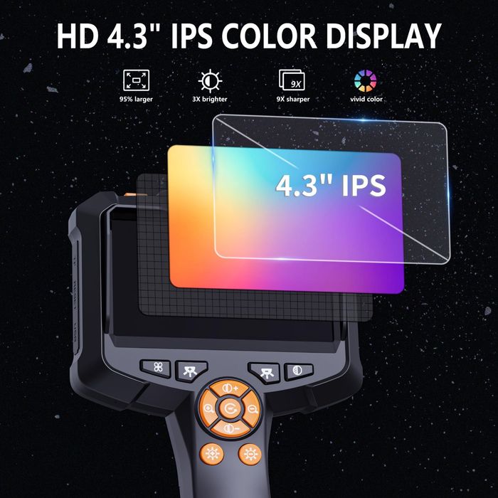 Ендоскопска камера двойна леща 4.3'' IPS екран 1080P Ендоскоп Бароскоп