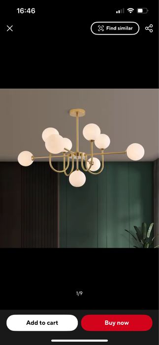 Candelabru auriu, elegant, 9 globuri LED