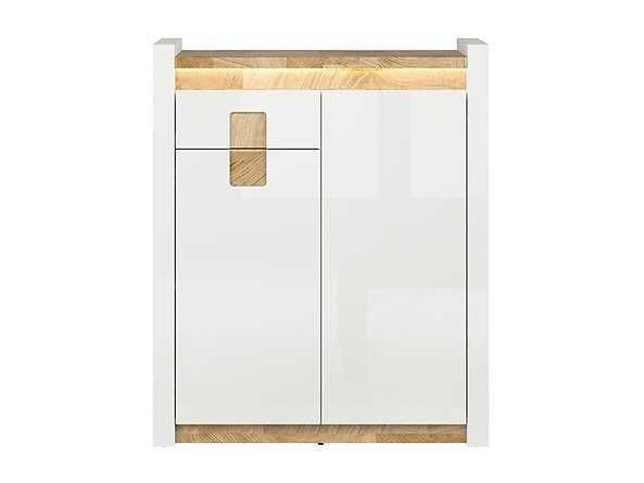 Гланциран шкаф с много отделения и LED осветление, Нов