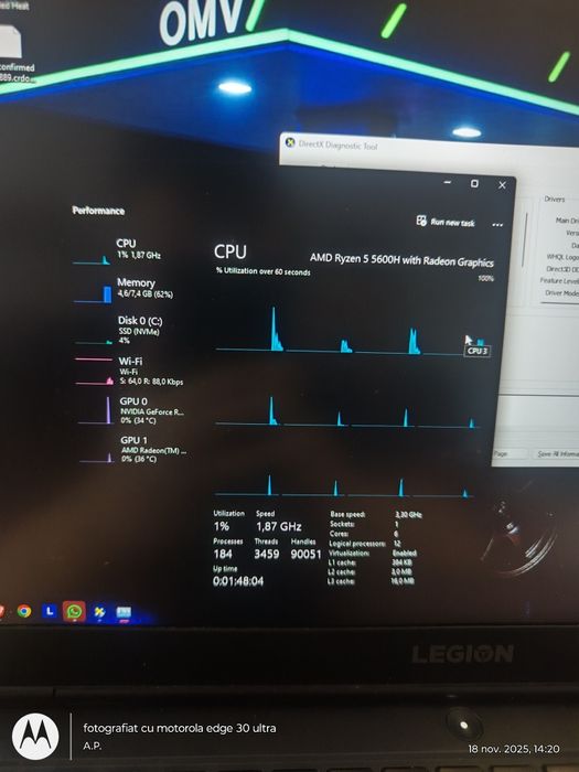 Vând/dezmembrez Laptop Lenovo legion 5 15ach6h rtx 3070 ryzen 5 5600h