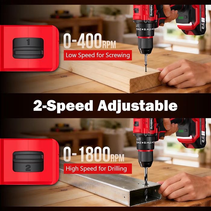 Sundpey Cordless Power Drill Set - 620in-lbs 23+3 Brushless Electric Drill