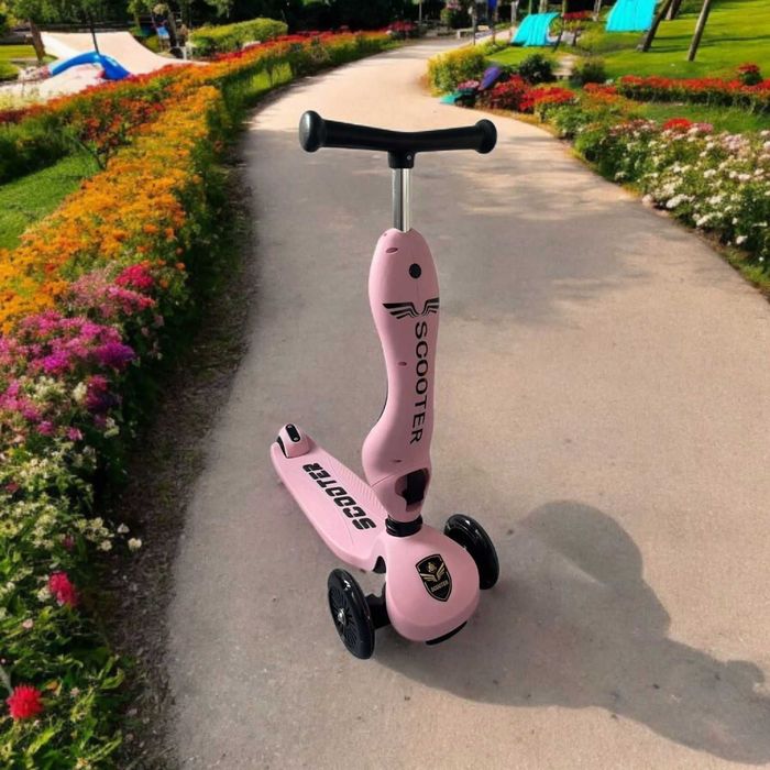 Trotineta 2in1 transformabila in tricicleta, ajustare 3 dimensiuni,roz