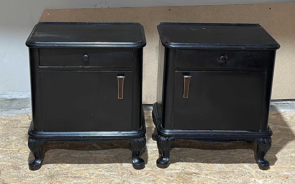 2 buc Noptiera Vintage Stil ArtDeco; Noptiera din lemn; Comoda