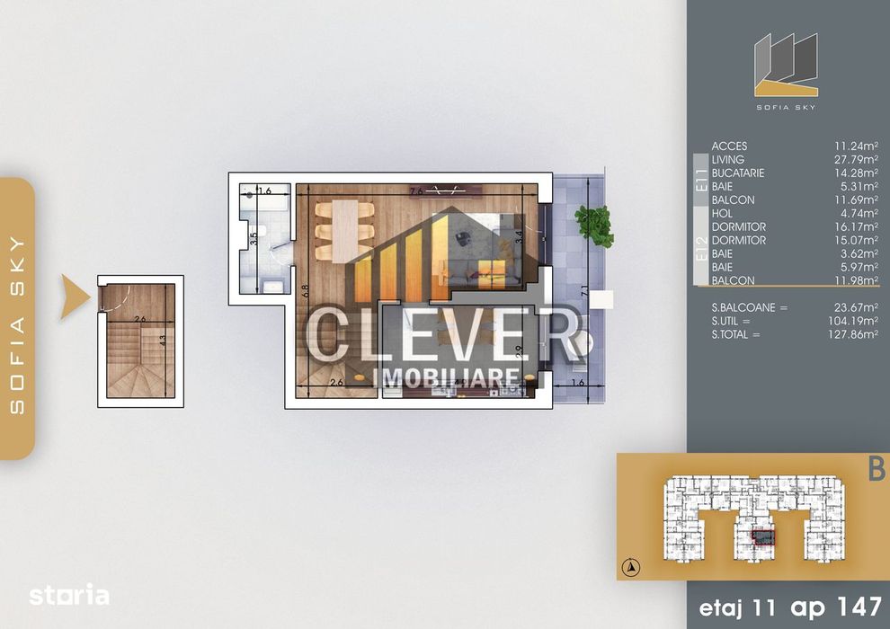 Apartament tip Dupex 3 camere-Bucatarie 14mp-Metrou N. Teclu