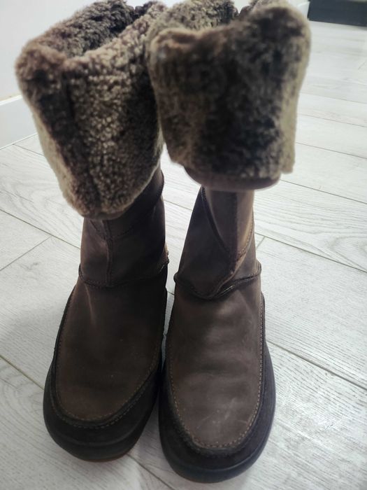 Cizme Ecco de dama, din piele naturala maro, imblanite, 36