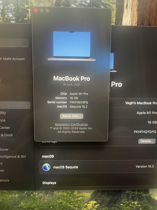 Macbook M1 Pro, 16 inch, 16 Gb Ram, Stare impecabila
