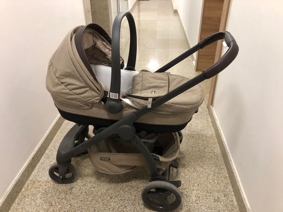 Chipolino бебешка комбинирана количка Аура 3 в 1 фрапе лен меланж