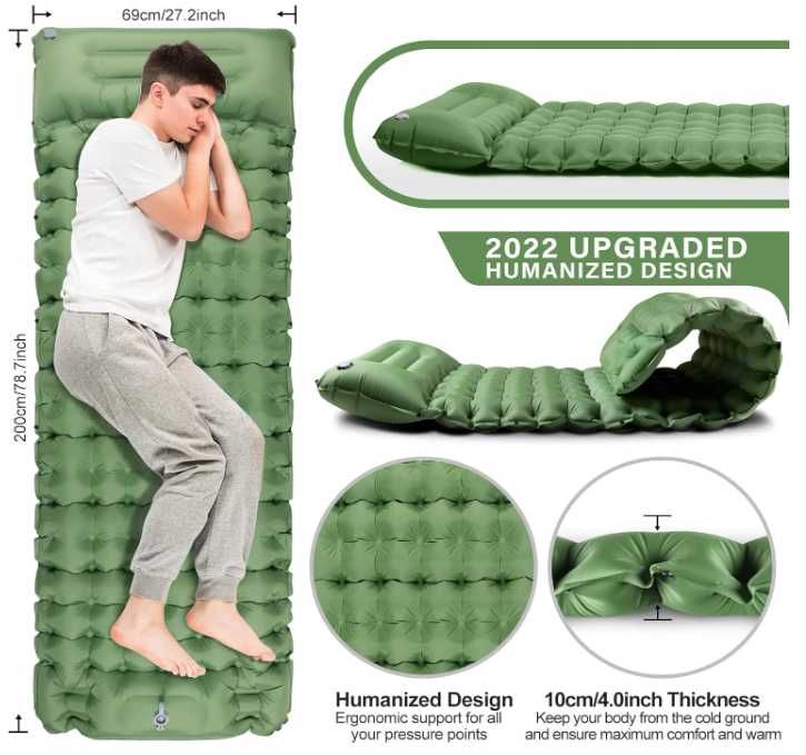 Saltea de camping autogonflabila izolată cu pompă de la picior