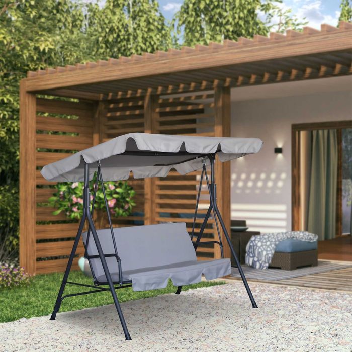 Balansoar Leagan Banca Metal Gri Curte Gradina Terasa 3 Persoane Relaxare Livrare GRATUITA ! BV
