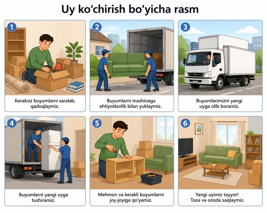Uy ko'chirish xizmati / Gruzchik va Mebelchi xizmati / Arzon va Tez.