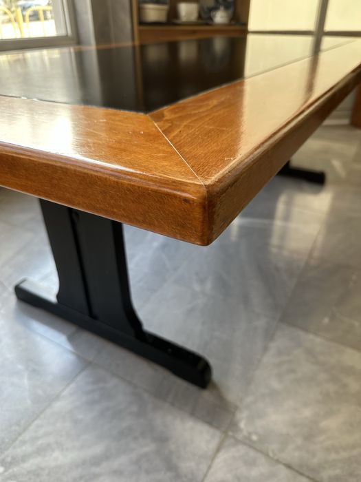 Масивна трапезна/офис маса – бук + гумиран плот, 200×100×70 см