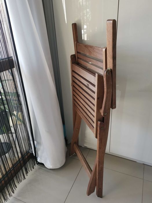 Scaune terasă pliable din lemn și perne-4 bucăți