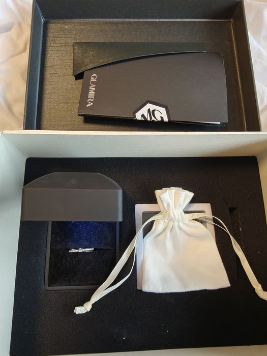 Inel Glamira din argint cu safir alb, nou,masura 50