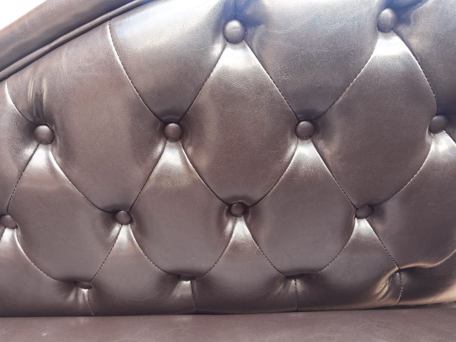 Canapea în stil clasic din piele ecologică, Maro Închis, Beliani