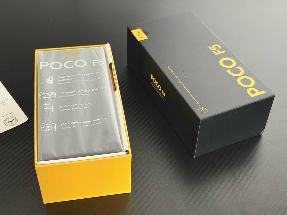 Telefon Gaming Xiaomi POCO F5 12/256 GB, stare foarte bună, 4 huse, cutie, cablu