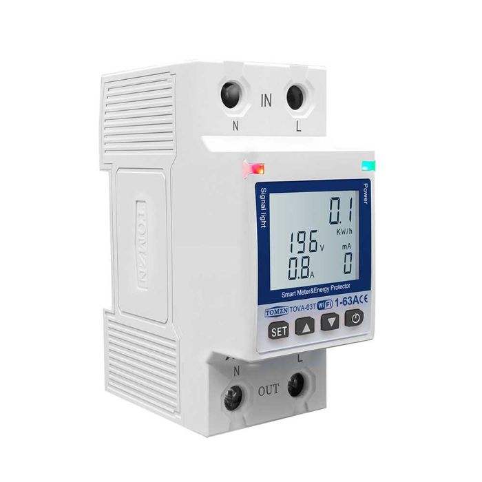 WiFi Смарт Защита и Електромер TOMZN TOVA-63T – 63A | Tuya Smart / Smart Life