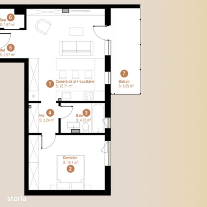 Apartament cu 2 camere și balcon, ansamblu rezidențial nou, zona Vivo