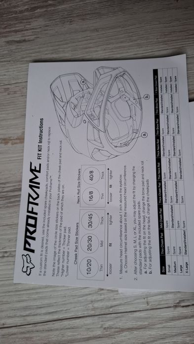 Подплънки за каска Fox Proframe (RS)