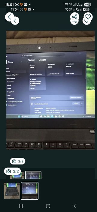 Lenovo L470, i5-6300, ram 8gb, ssd 256gb, bat 2h