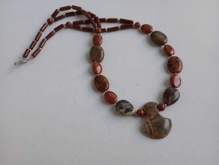 colier mix pietre naturale,jasp rosu,boho chic