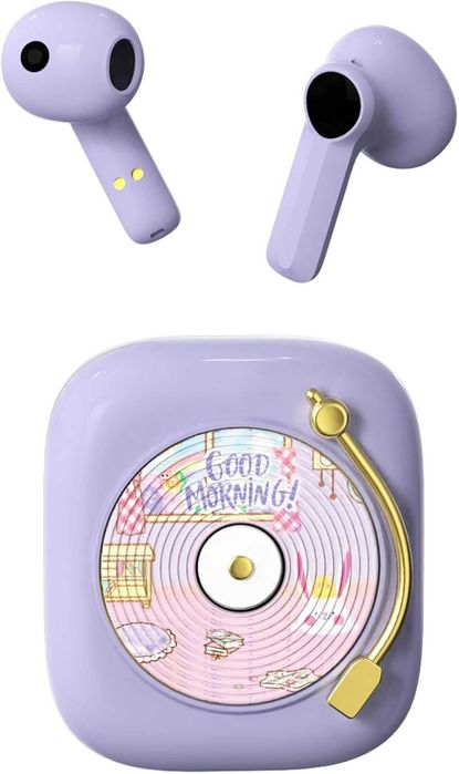 Забавни артистични детски безжични Bluetooth слушалки, розови, лилави