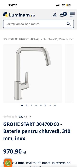 Baterie pentru chiuveta Grohe -310mm inox