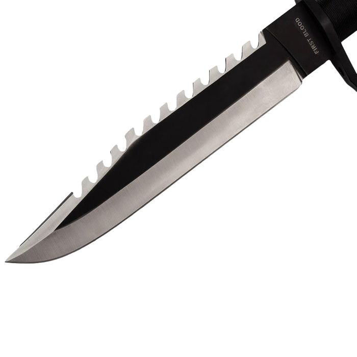 Cutit vanatoare IdeallStore®, First Blood, negru, 35 cm, teaca inclusa