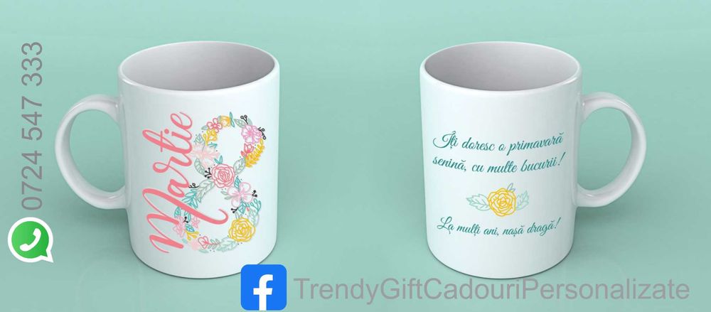 Cani personalizate pentru cadou 1-8 Martie