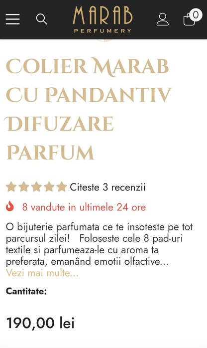 Colier pandativ aur 14k difuzare parfum Marab