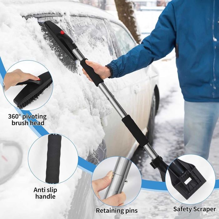 Set 3in1 dezăpezire, racletă gheață, perie zăpadă, lopată